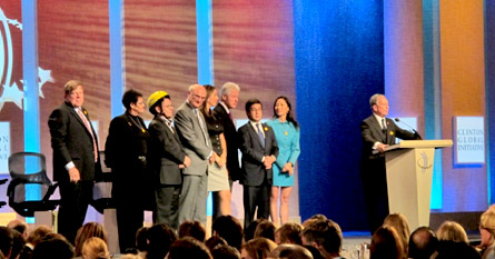 Greig Craft is invited on stage in recognition of AIP Foundation’s commitment to road safety