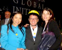 Greig Craft promotes universal helmet use with Michelle Yeoh, Road Safety Goodwill Ambassador, and Julia Ormond