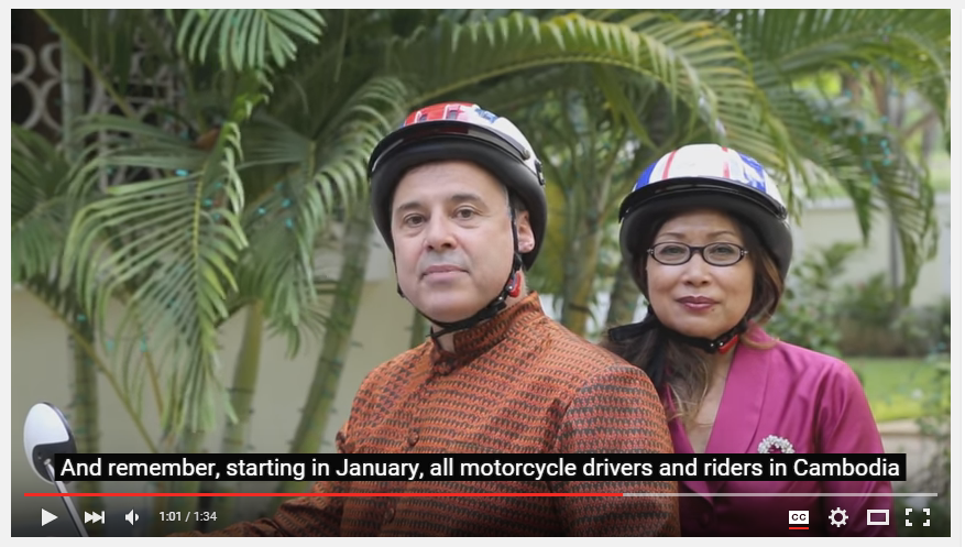 U.S. Ambassador to Cambodia and his wife conclude holiday video message with reminder on upcoming passenger helmet law enforcement