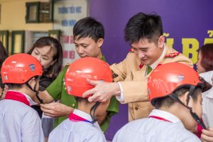 Helmet handover ceremony Safety Delivered UPS Foundation Hanoi November 2017