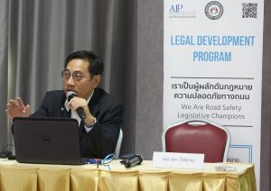 LDP member Pol Maj Gen Pongson Kongtreekaew, professor at the Royal Police Cadet Academy, lecturing at the Effective Enforcement through Strengthening Road Safety Legislation workshop.